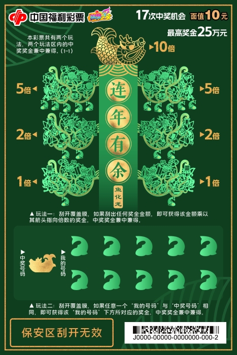 吉祥纹样“鱼化龙”现身刮刮乐，新游戏“连年有余”惊艳亮相